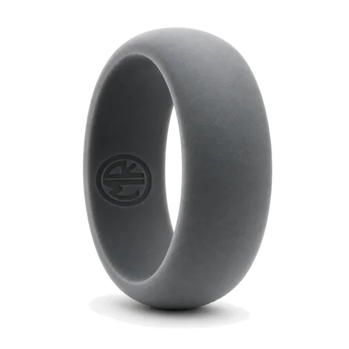 Men's 8mm Dome Dark Gray Silicone Ring