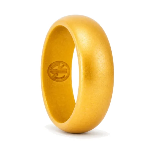 Men's 8mm Dome Metallic Gold Silicone Ring