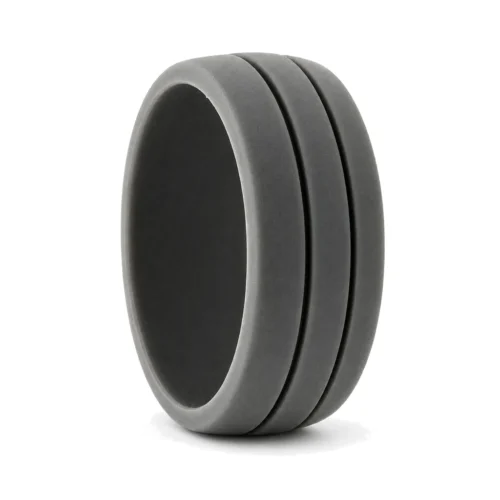 Twin Groove 8.5mm Dark Gray Silicone Ring