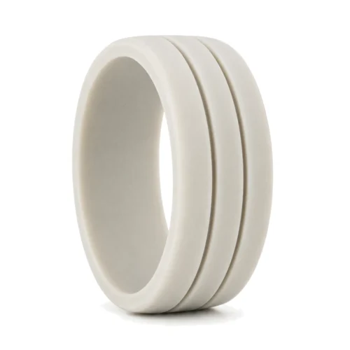 Twin Groove 8.5mm Light Gray Silicone Ring