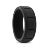 Black Silicone Ring 8mm with Ridged Pattern