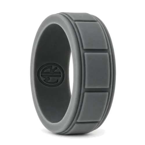 Dark Gray Silicone Ring 8mm with Ridged Pattern