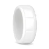 White Silicone Ring 8mm with Ridged Pattern