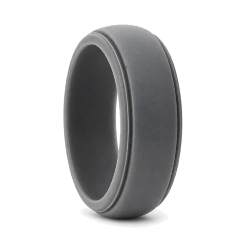 Dark Gray Silicone Ring with Step Edge 8mm