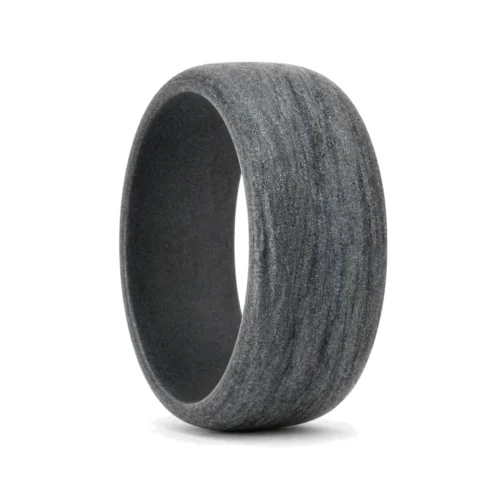 Metallic Textured 8.7mm Gray Silicone Ring