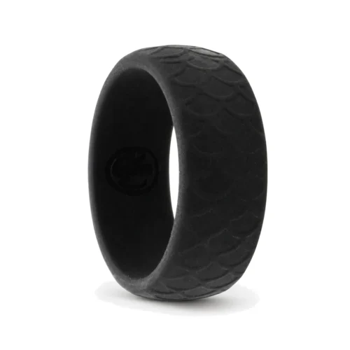 Dragon Scale 8.7mm Black Men's Silicone Ring