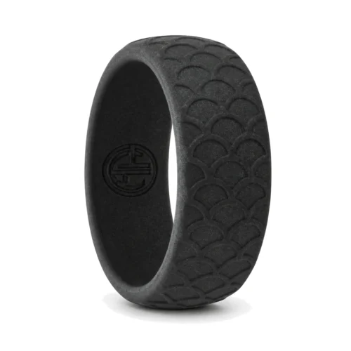 Dragon Scale 8.7mm Charcoal Gray Men's Silicone Ring