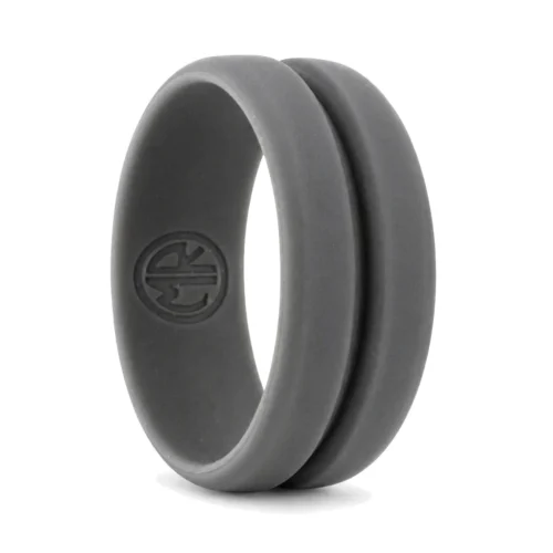 Dark Gray 8mm Deep Groove Men's Silicone Ring