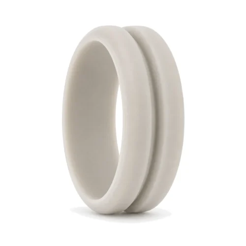 Light Gray 8mm Deep Groove Men's Silicone Ring