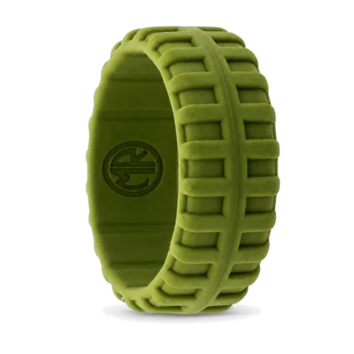 Tire Tread 9mm Men's Green Silicone Ring