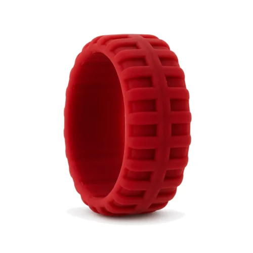 Tire Tread 9mm Men's Red Silicone Ring