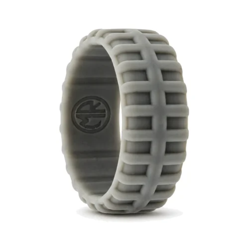 Tire Tread 9mm Men's Gray Silicone Ring