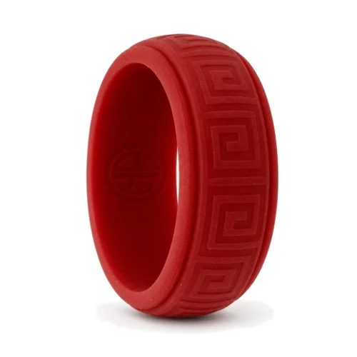 Hollow Square Red 8mm Men's Silicone Ring