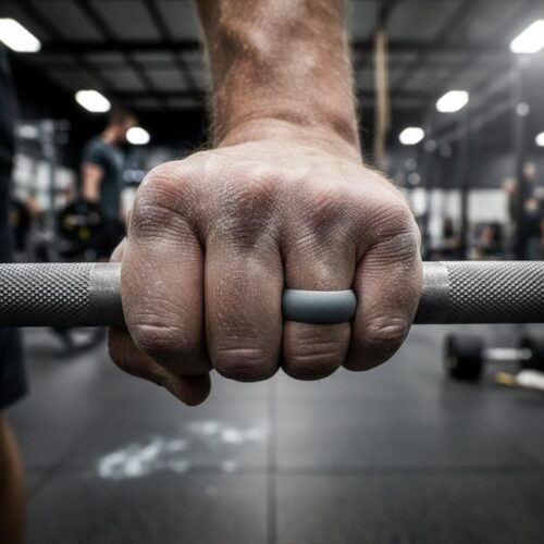 SIR009DARKGREY-Gym-Workout Mens 8mm Dome Dark Grey Silicone Ring