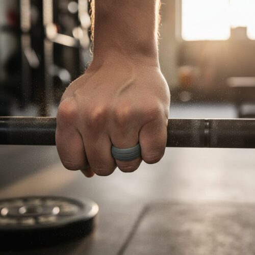 SIR011DARKGREY-Gym-Workout Twin Groove 8.5mm Dark Grey Silicone Ring