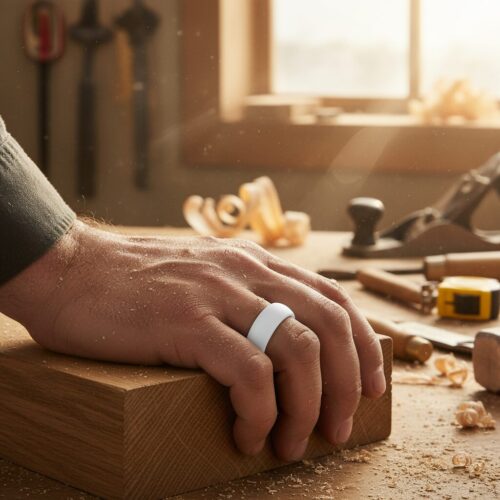 SIR013SILVER-Carpenter Mens 9mm Silver Silicone Ring
