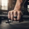 8mm Black Silicone Ring with Blue Inner Band