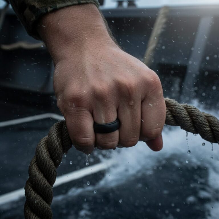 Black Silicone Ring with Step Edge 8mm