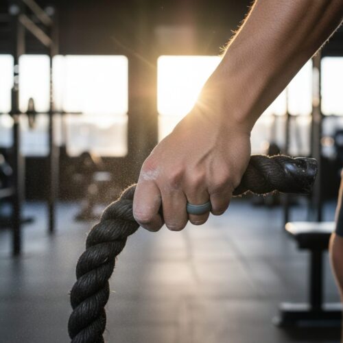 SIR024DARKGREY-Gym-Workout Dark Grey Silicone Ring with Step Edge 8mm