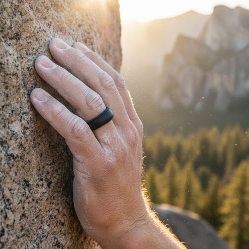 SIR024NAVY-Rock-Climber Navy Silicone Ring with Step Edge 8mm