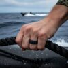 Dragon Scale 8.7mm Navy Mens Silicone Ring