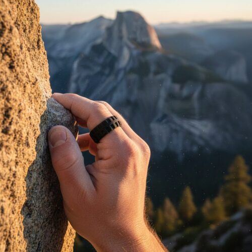 SIR055BLACK-Rock-Climber Tyre Tread 9mm Mens Black Silicone Ring