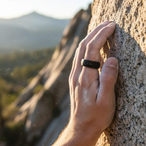 Mr-Galaxy-Black-Silicone-Ring-Rock-Climber Mens 8.7mm Black Silicone Ring