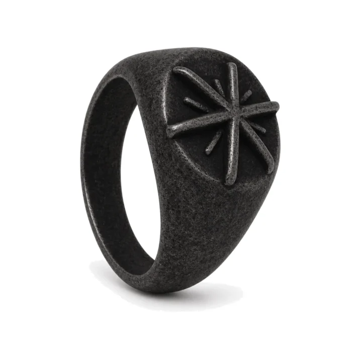 Voyager Compass Signet Ring with Distressed Finish