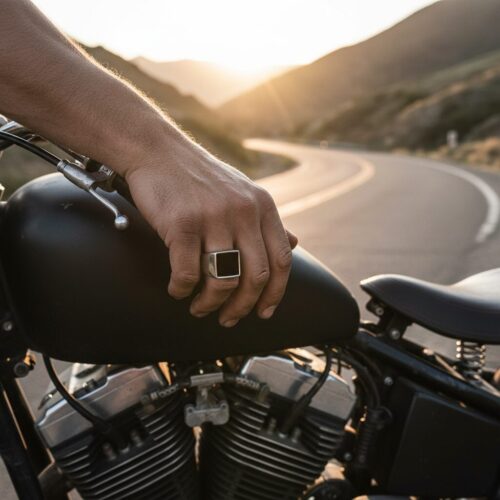 SIG-001-Steel-Mens-Signet-Ring-With-Black-Inlay-1-Motorcycle-Rider Monolith Steel Men’s Signet Ring with Sleek Black Inlay
