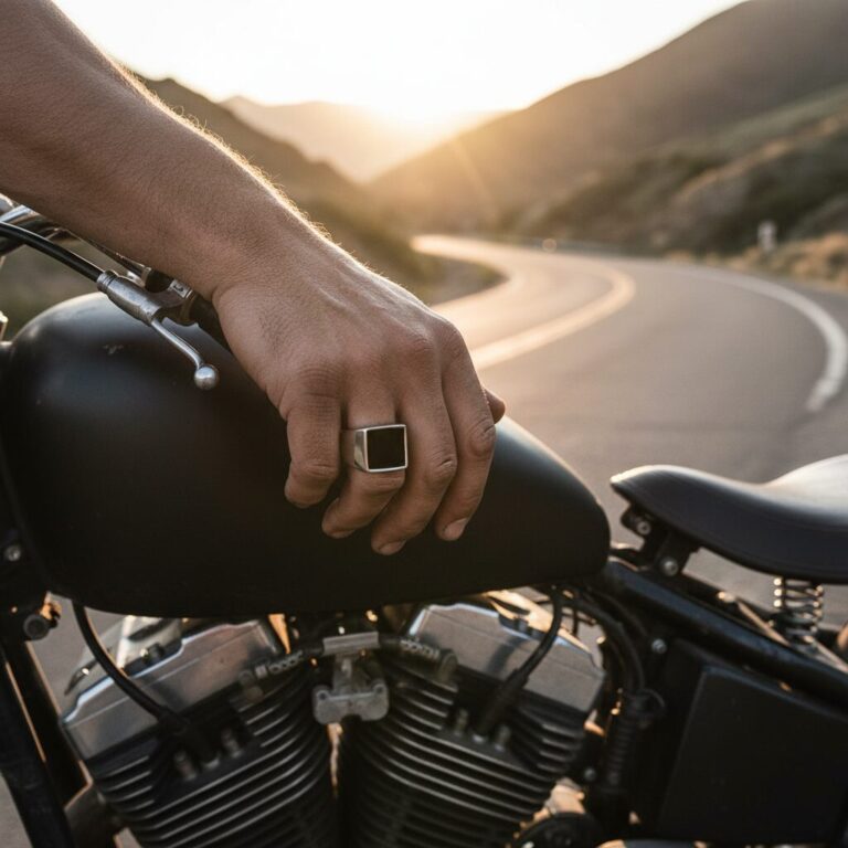 Monolith Steel Men’s Signet Ring with Sleek Black Inlay