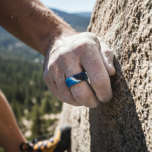 Atmosphere-Wide-Mens-Silicone-Rings-Australia-Rock-Climber 8.7mm Dome Blue and White Mens Silicone Ring