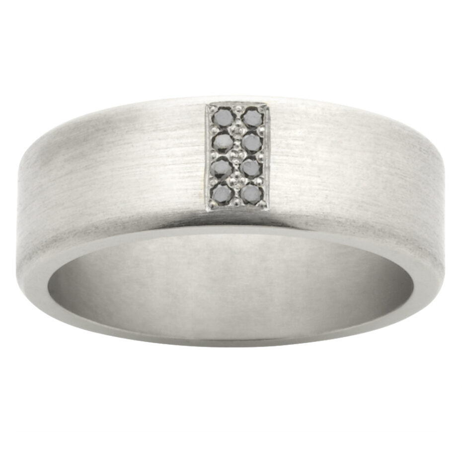 8 Diamond Matte Titanium Mens Ring