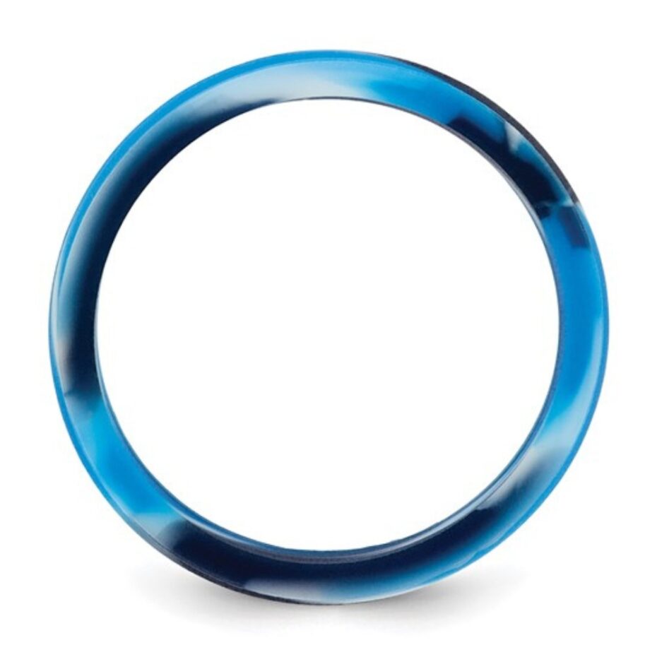 Mens Wide Blue and White Silicone Ring Australia