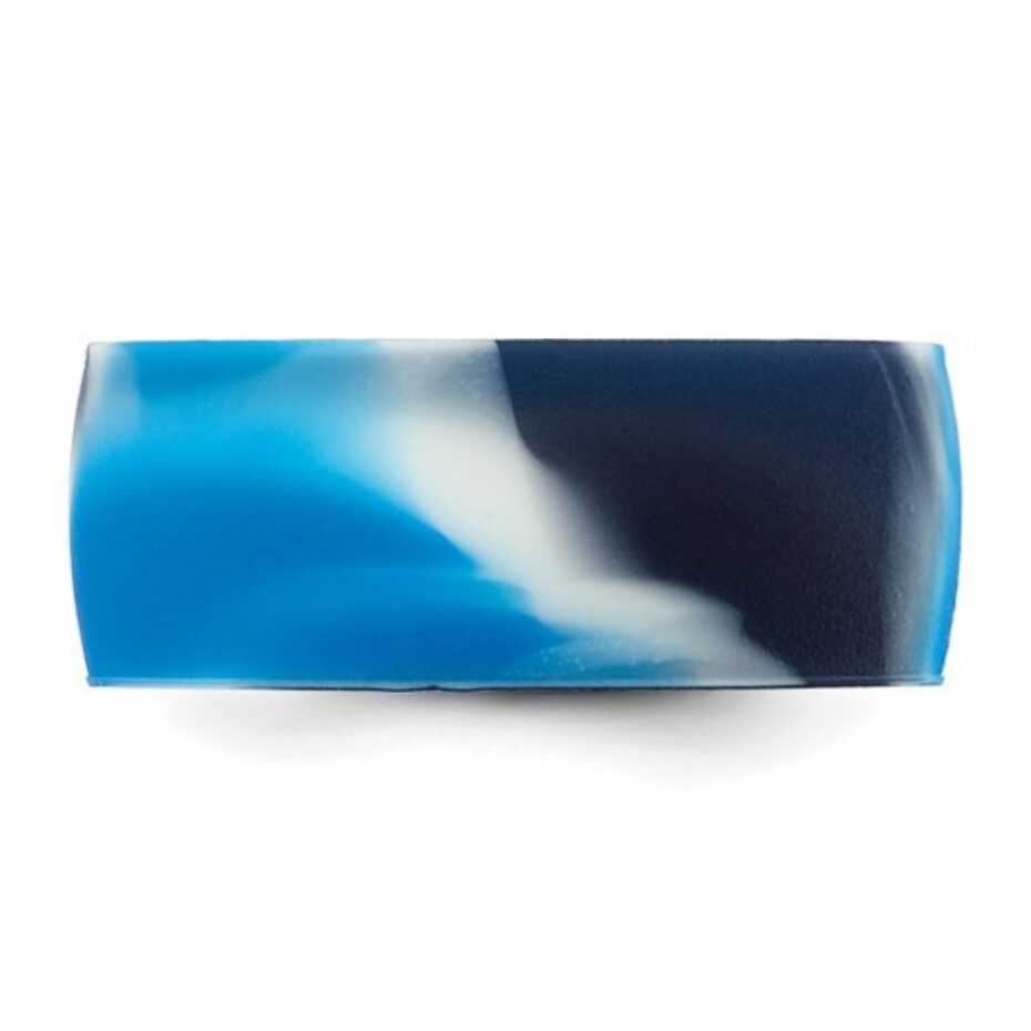 Mens Wide Blue and White Silicone Ring Australia