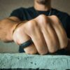 Black Mens Silicone Ring with Pattern
