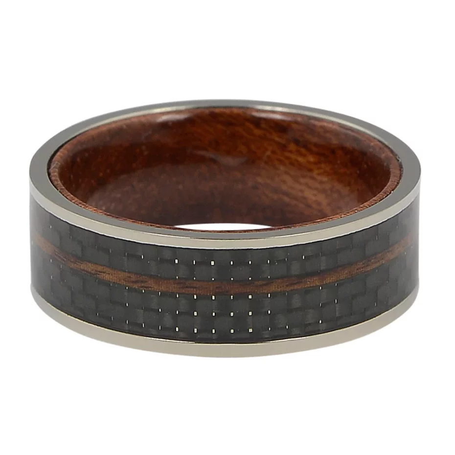 Carbon Fibre Rosewood 8mm Mens Ring