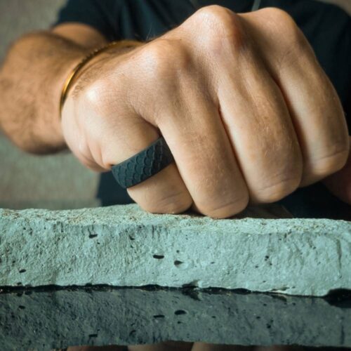 Cosmoid Black Silicone Ring Mens Dragon Silicone Ring Black