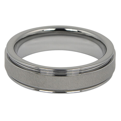FTR-008-Tungsten Mens Wedding Ring with Satin Center-2 Tungsten 6mm Mens Wedding Ring with Satin Center