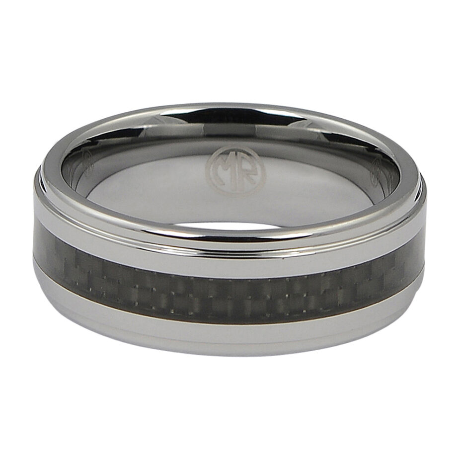 Tungsten 8mm Ring With Carbon Fibre Centreline
