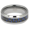 Carbon Fibre 8mm Tungsten Ring with Blue Highlights