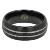 Black Brushed Tungsten 8mm Ring With Twin Grooves