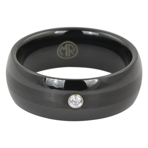 Black Tungsten Ring With Single Stone Black Tungsten Ring With Single Stone
