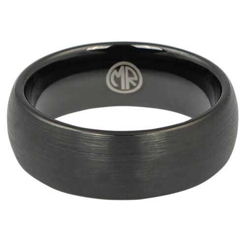 FTR-074-Black Tungsten Ring With Brushed Finish-2 Black Tungsten 8mm Ring With Brushed Finish