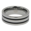 Polished Tungsten 8mm Ring With Twin Black Stripes