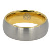 Tungsten 8mm Wedding Ring With Gold Inner Band
