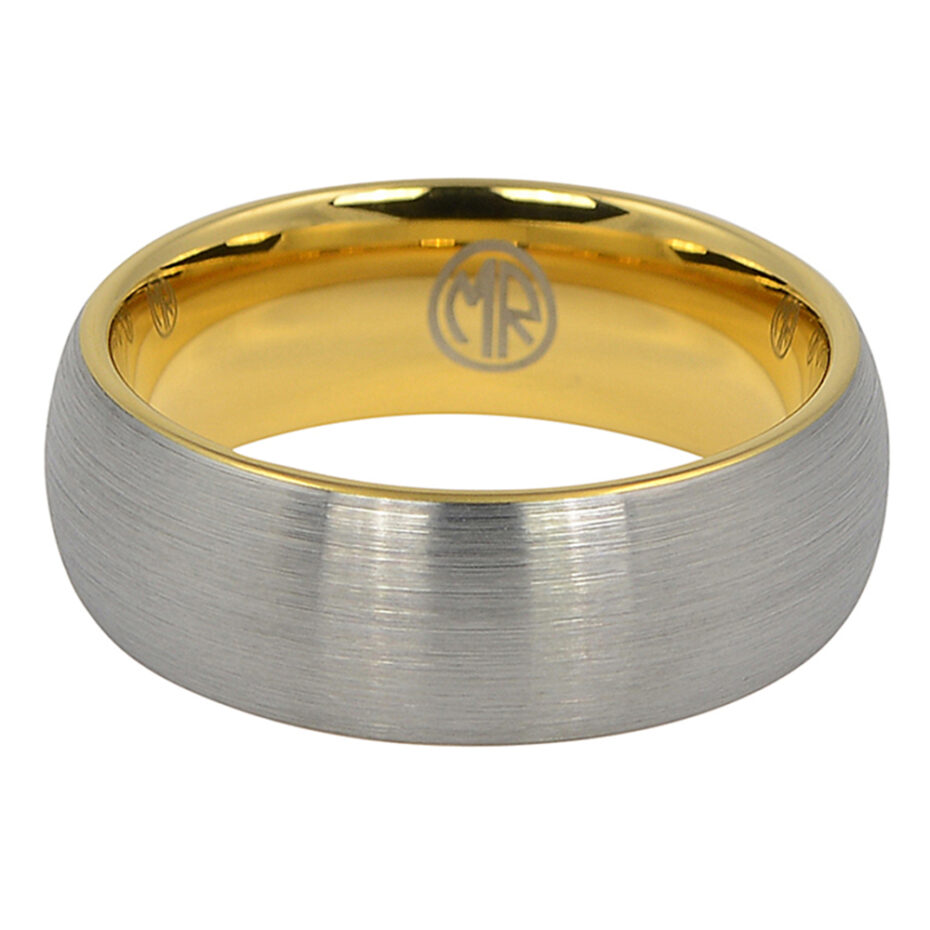 Tungsten 8mm Wedding Ring With Gold Inner Band