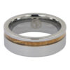 Tungsten and whiskey barrel wood mens ring