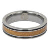 Tungsten mens ring with whisky barrel wood