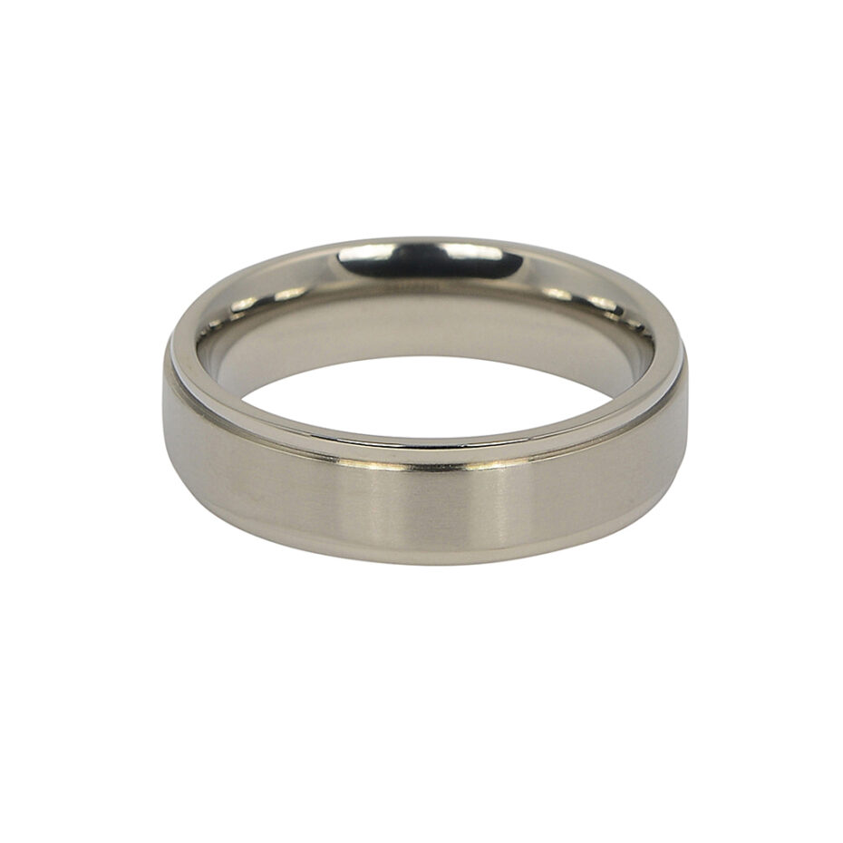 Brushed Satin Titanium Mens Ring