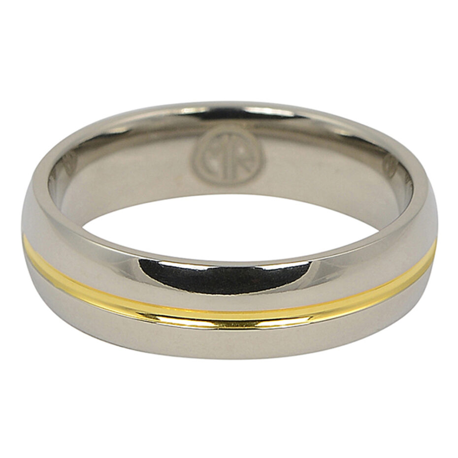 Gold Centreline Titanium 6mm Wedding Ring